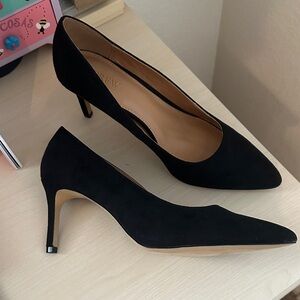 J. Crew Black Suede Pointed-Toe Kitten Heel Pumps